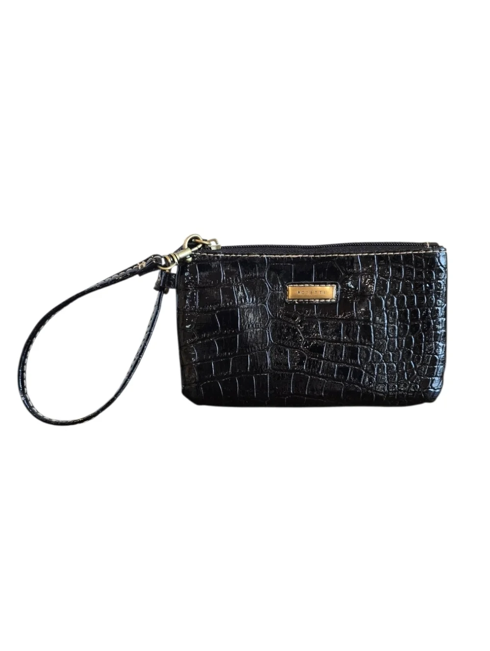 Rosetti Black Croc Embossed Faux Leather Wristlet